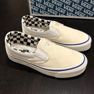 Vans Cream and White Slip-On Sneakers